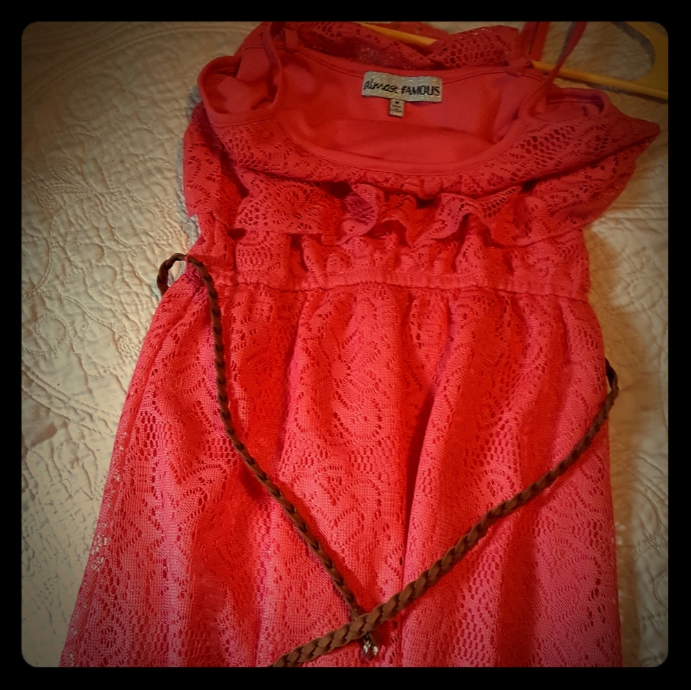 Pink flowing mid length spring dress